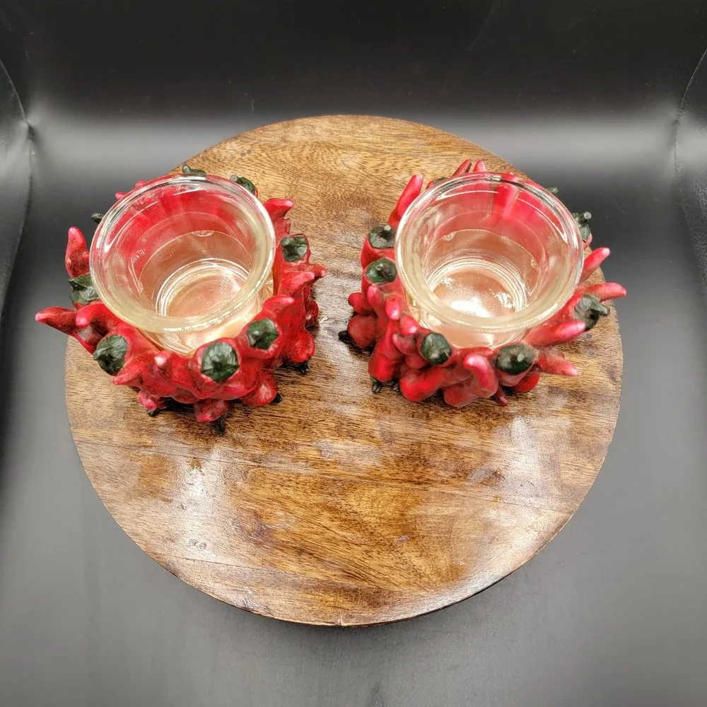 Set Of 2 Red Chili Pepper Votive Candle Holder
